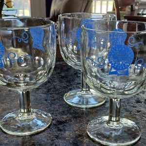 3 Pabst Blue thump print glass goblet. 1960-1970 probably used in a bar